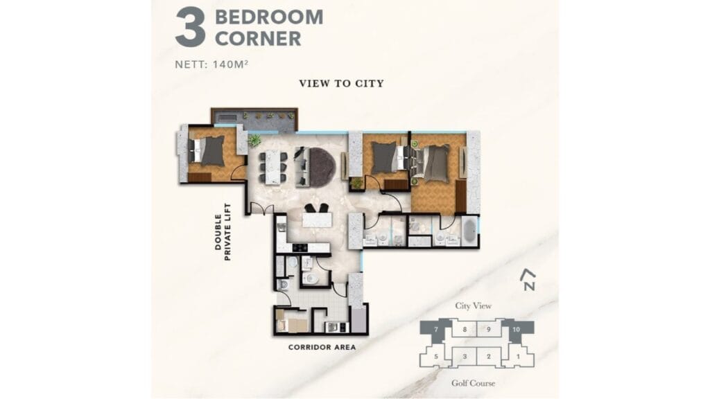 Hillcrest Karawaci - Denah Type 3 Bedroom