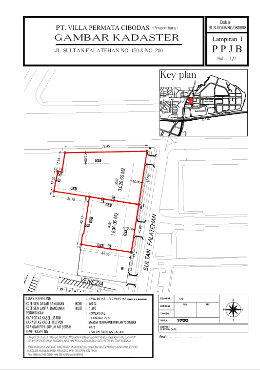 kadaster kavling commercial district lippo karawaci falatehan